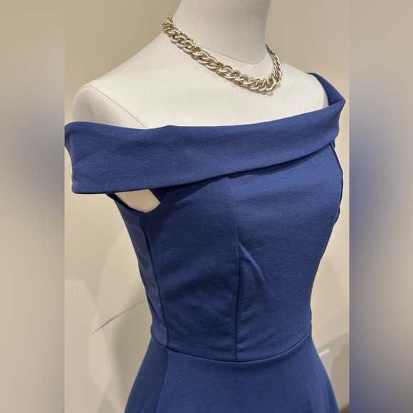Lulus NWT Blue Mini/Midi Cold Shoulder Sleeveless Fit And Flare Dress Sz XS. - Picture 5 of 16